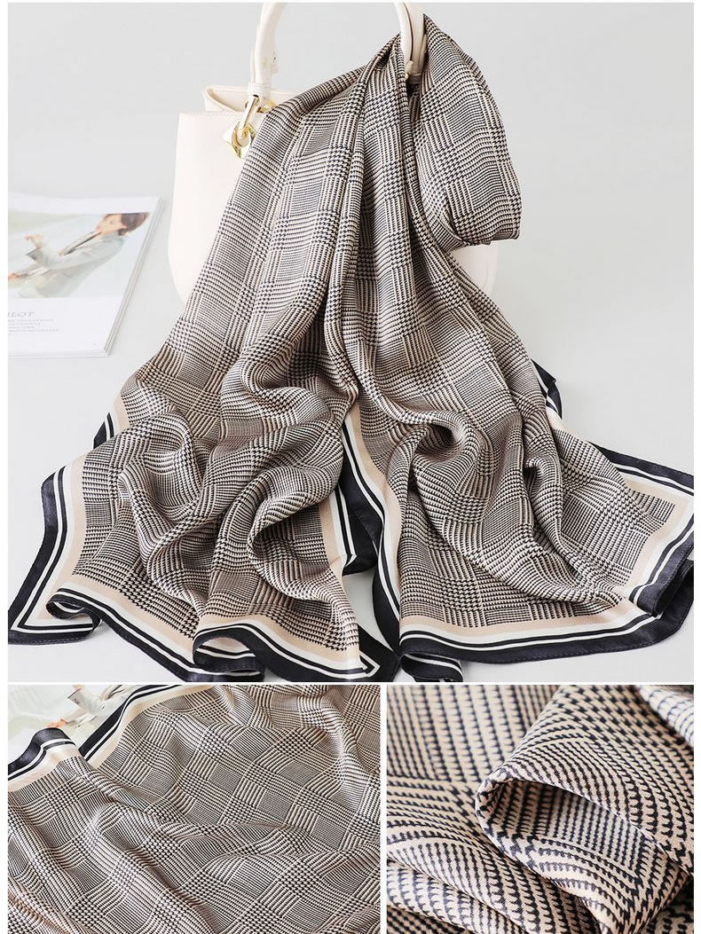 Pañuelo Rectangular Largo Estampado 100% Seda Morera 170x53cm - Imagen 7