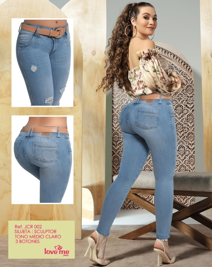 PANTALÓN COLOMBIANO PUSH-UP CON BOLSILLOS Y ROTOS 002LV
