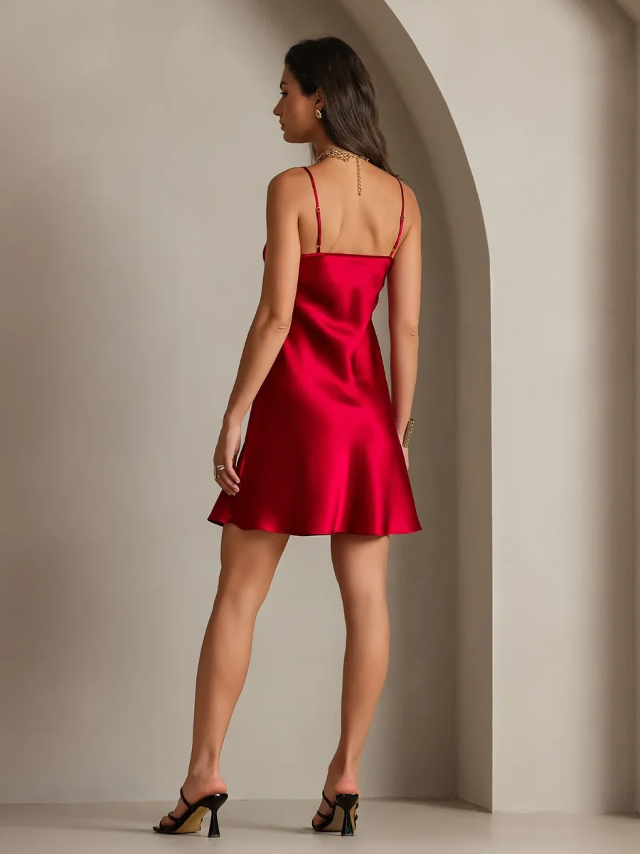 Vestido Deslizante Básico de Seda Pura con Tirantes Finos - Imagen 3