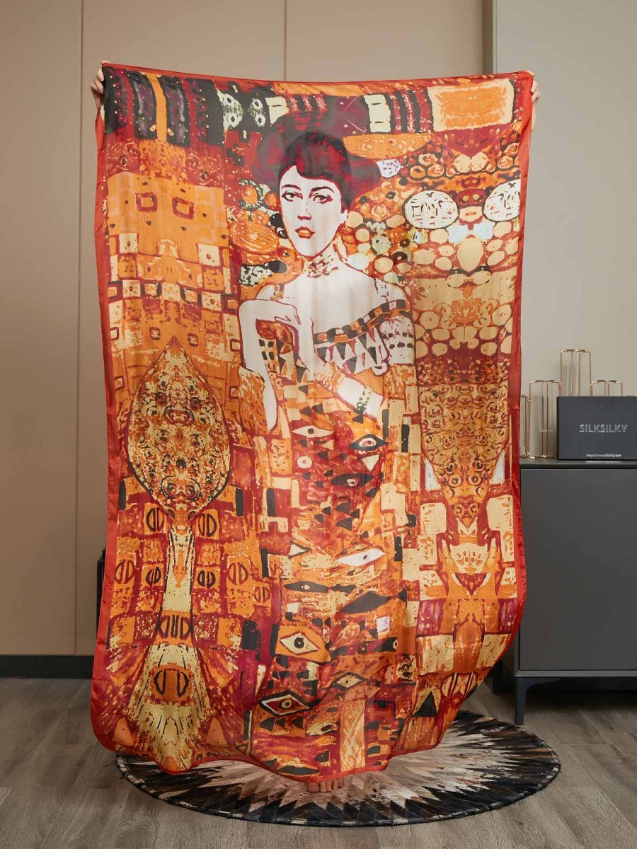 Bufanda Rectángulo Estampado Seda Pura / Chal 175x105cm - Imagen 4