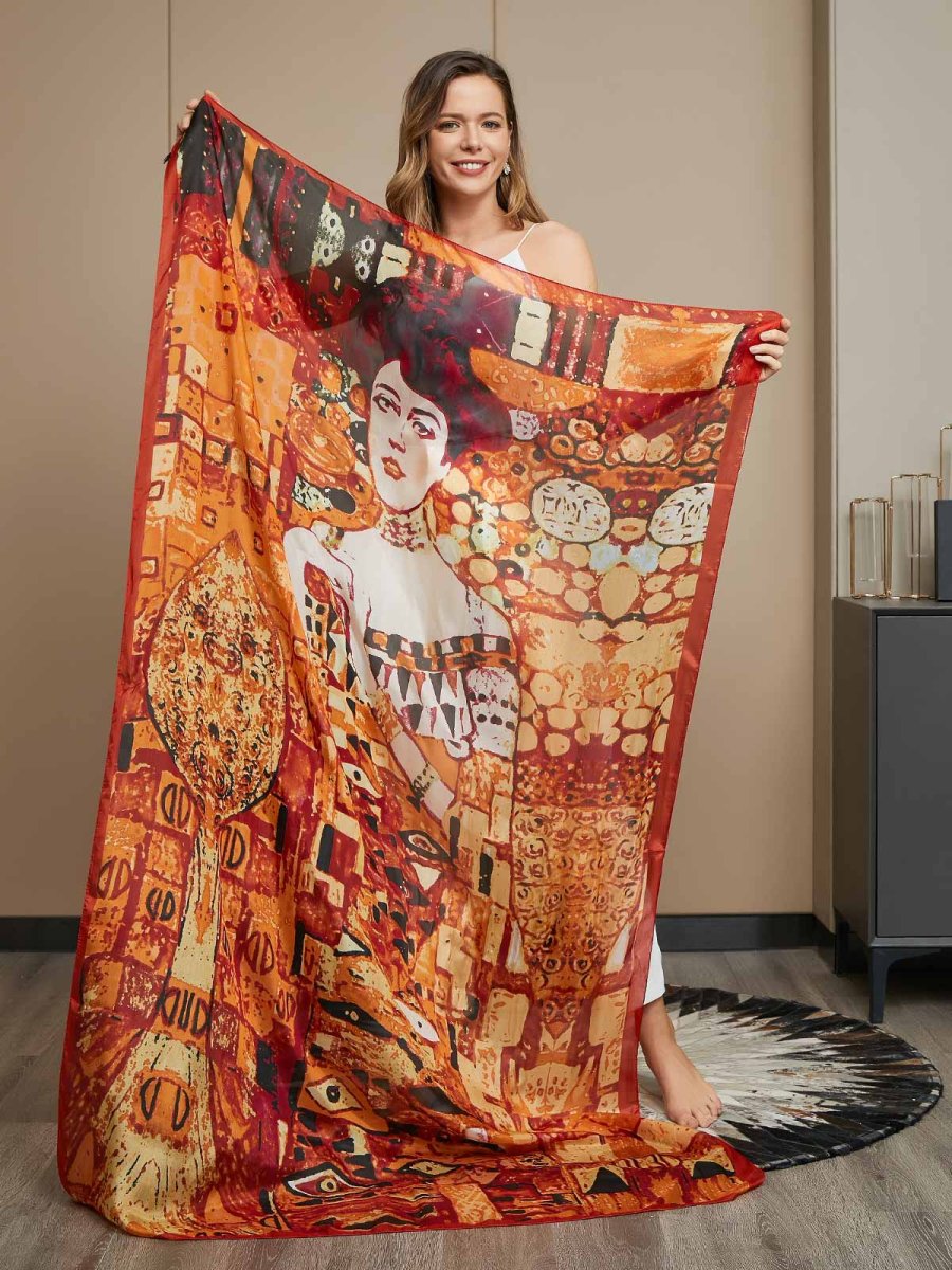 Bufanda Rectángulo Estampado Seda Pura / Chal 175x105cm - Imagen 8