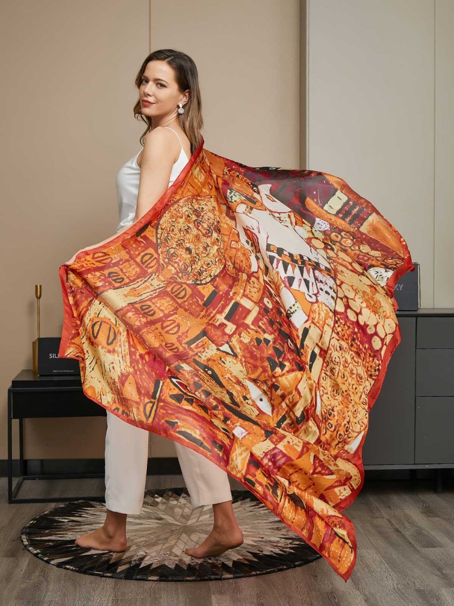 Bufanda Rectángulo Estampado Seda Pura / Chal 175x105cm - Imagen 3