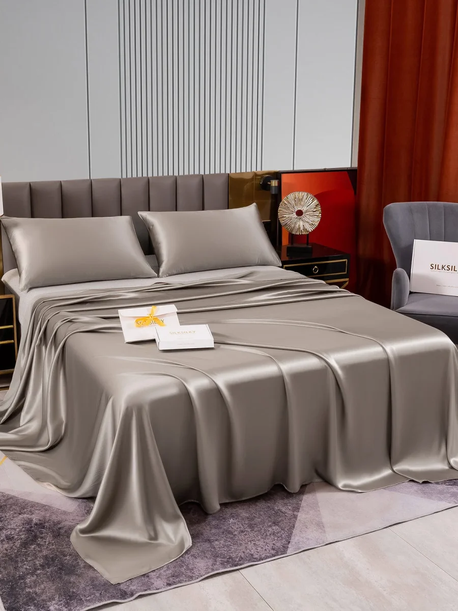 22Momme Juego de 3 piezas de seda: sábana encimera + 2 fundas de almohada - Imagen 4