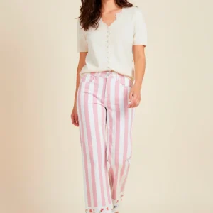 Jeans rayas bordado