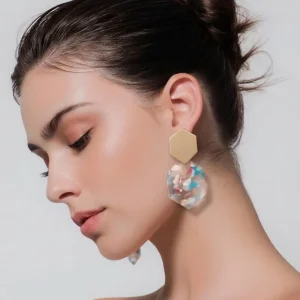 Pendientes geométricos diseño hexagonal, Escarlet