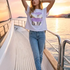 Camiseta estampado brillante