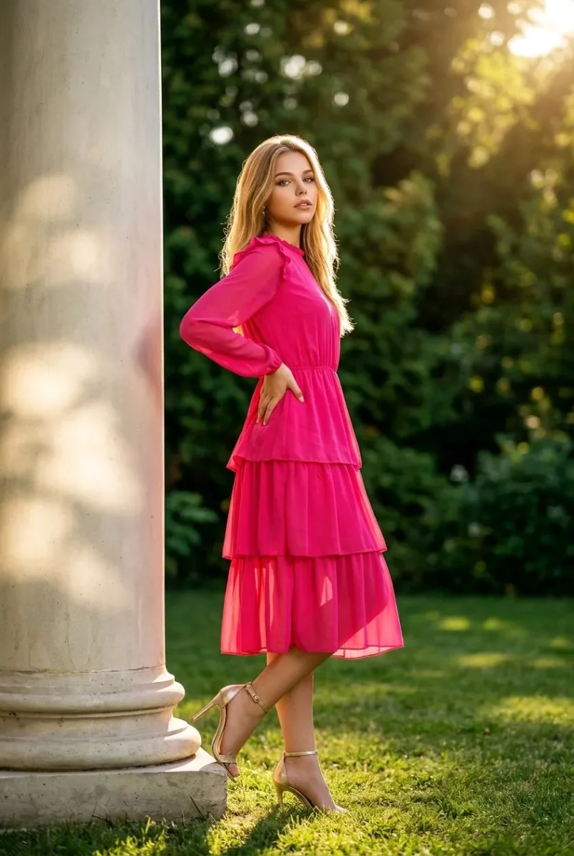 Vestido de volantes y manga larga - Imagen 3