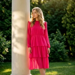 Vestido de volantes y manga larga