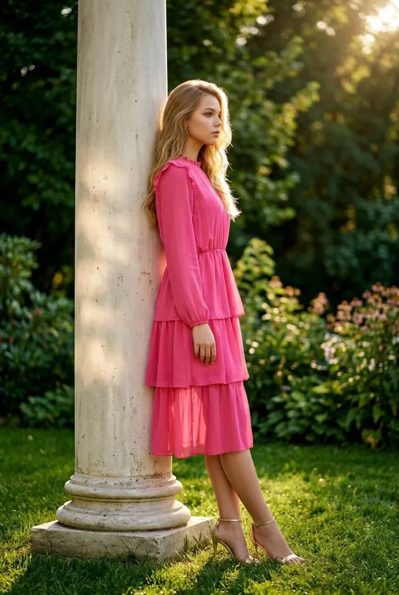 Vestido de volantes y manga larga - Imagen 4