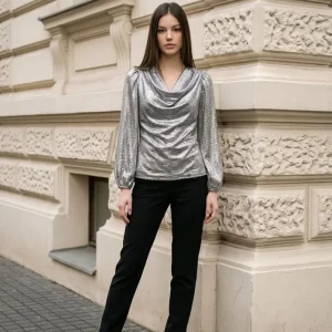 Camiseta de brillo en plata