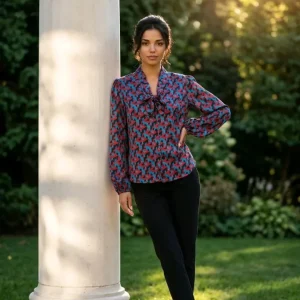 Blusa con lazo en el cuello