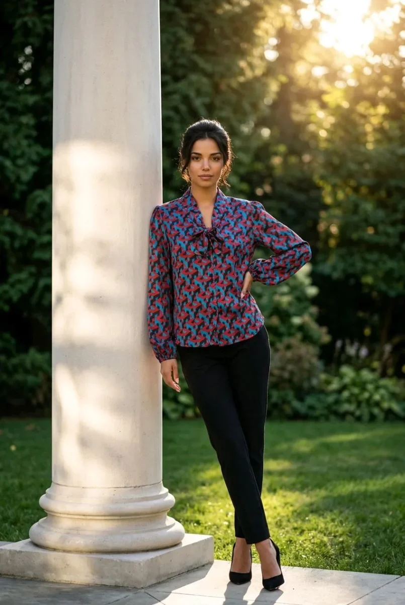 Blusa con lazo en el cuello