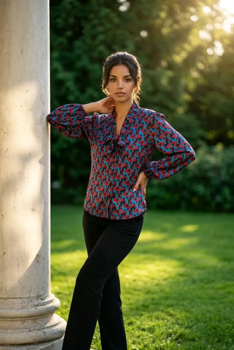Blusa con lazo en el cuello - Imagen 3