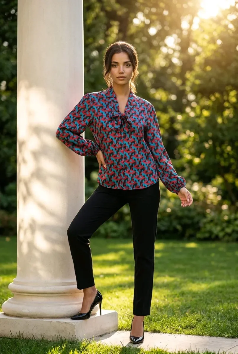 Blusa con lazo en el cuello - Imagen 4