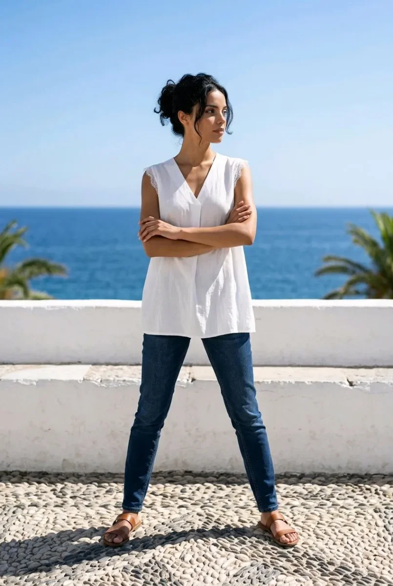 Blusa escote en “V” - Imagen 6