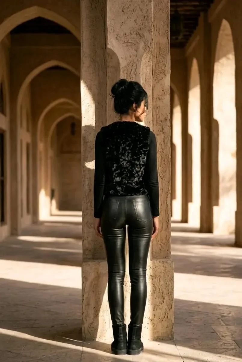 Pantalón encerado, polipiel negro - Imagen 5