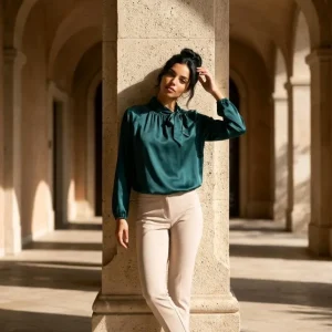 Blusa de satén con lazo