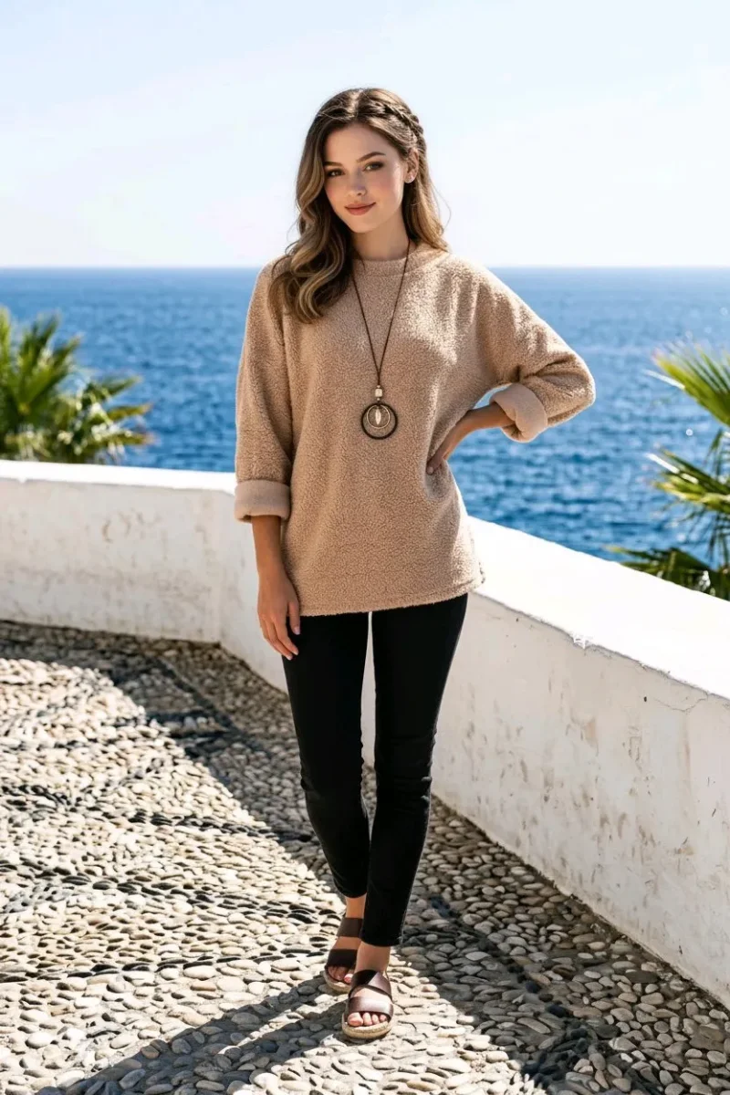 Jersey estilo Teddy con collar
