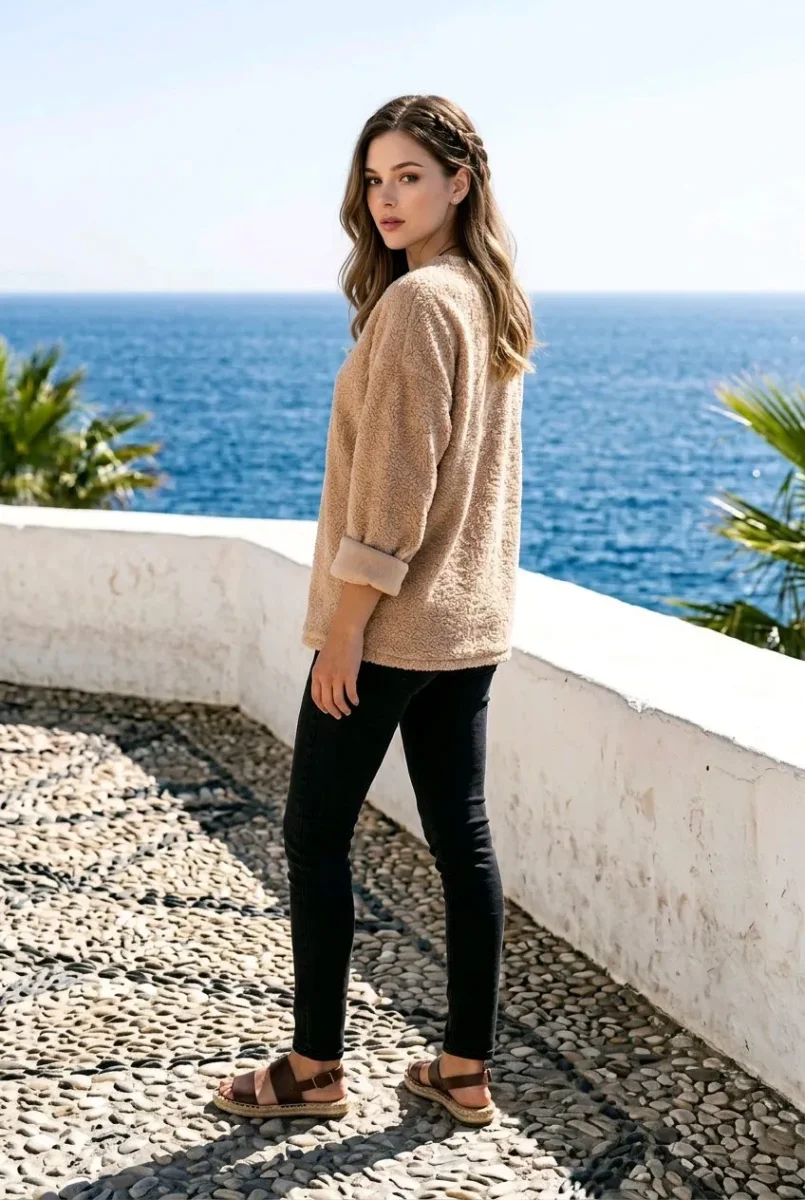 Jersey estilo Teddy con collar - Imagen 4