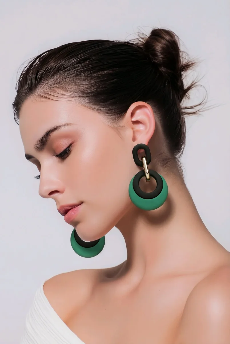 Pendientes geométricos redondos, Anahí - Imagen 2