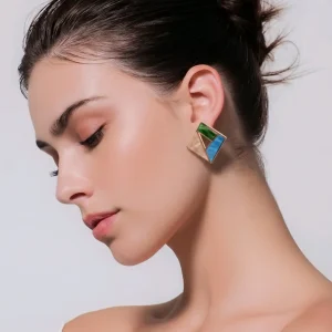 Pendientes gemoétricos en forma de rombo, Bárbara