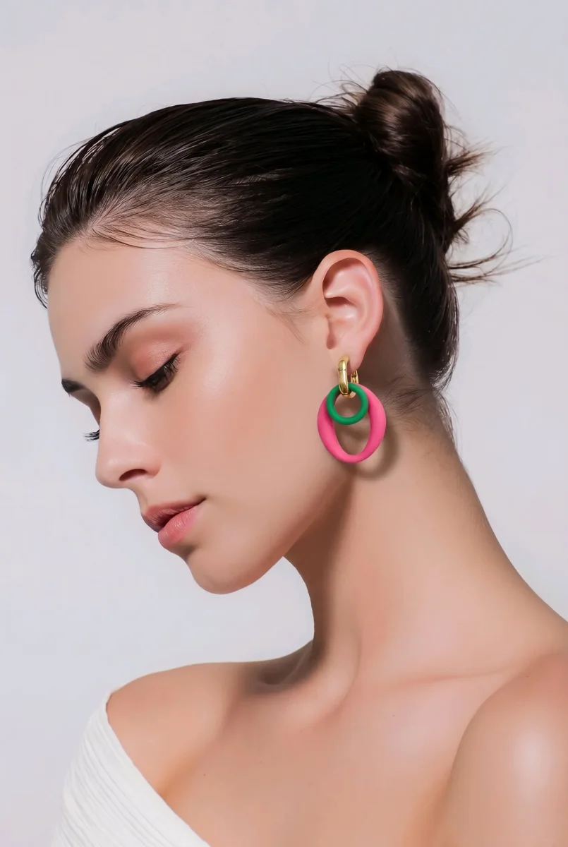 Pendientes geométricos diseño ovalado, Yanet - Imagen 2