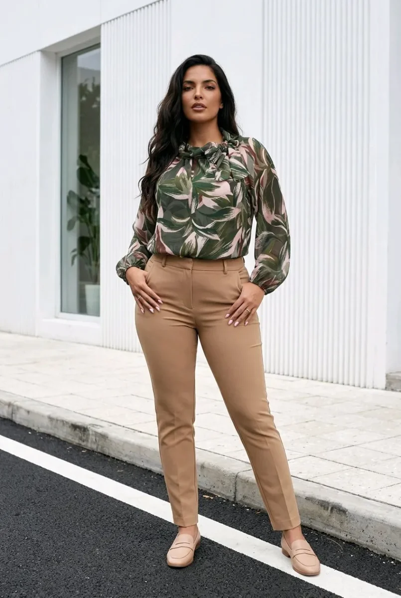 Camisa estampada con lazo
