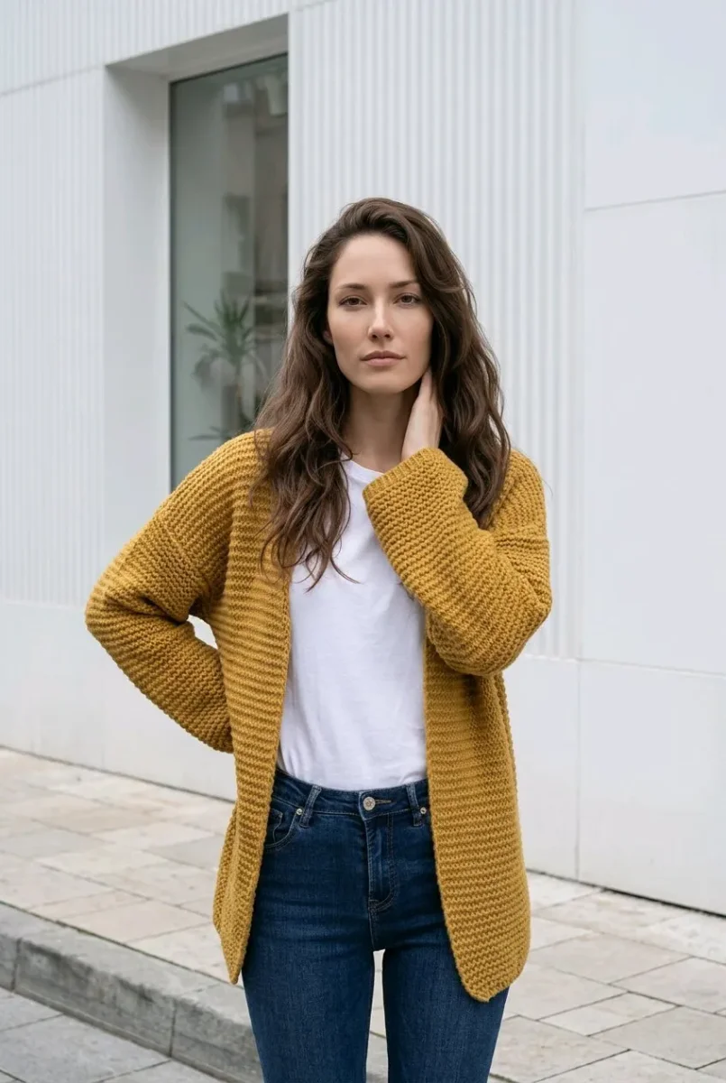 Chaqueta abierta de punto