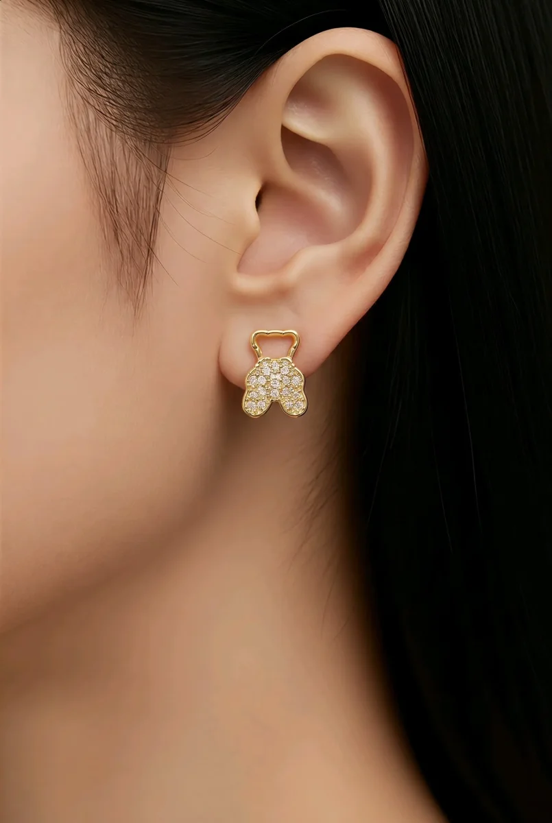 Pendientes geométricos diseño de oso, Lúa - Imagen 2