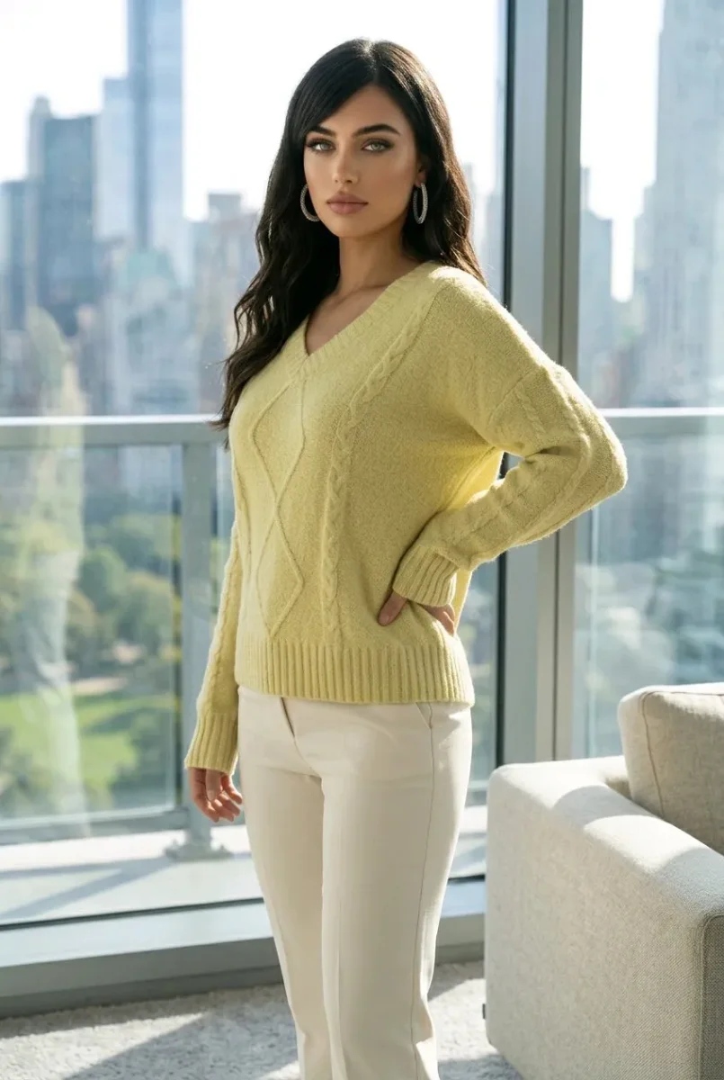 Jersey tricot cuello en “v” - Imagen 3