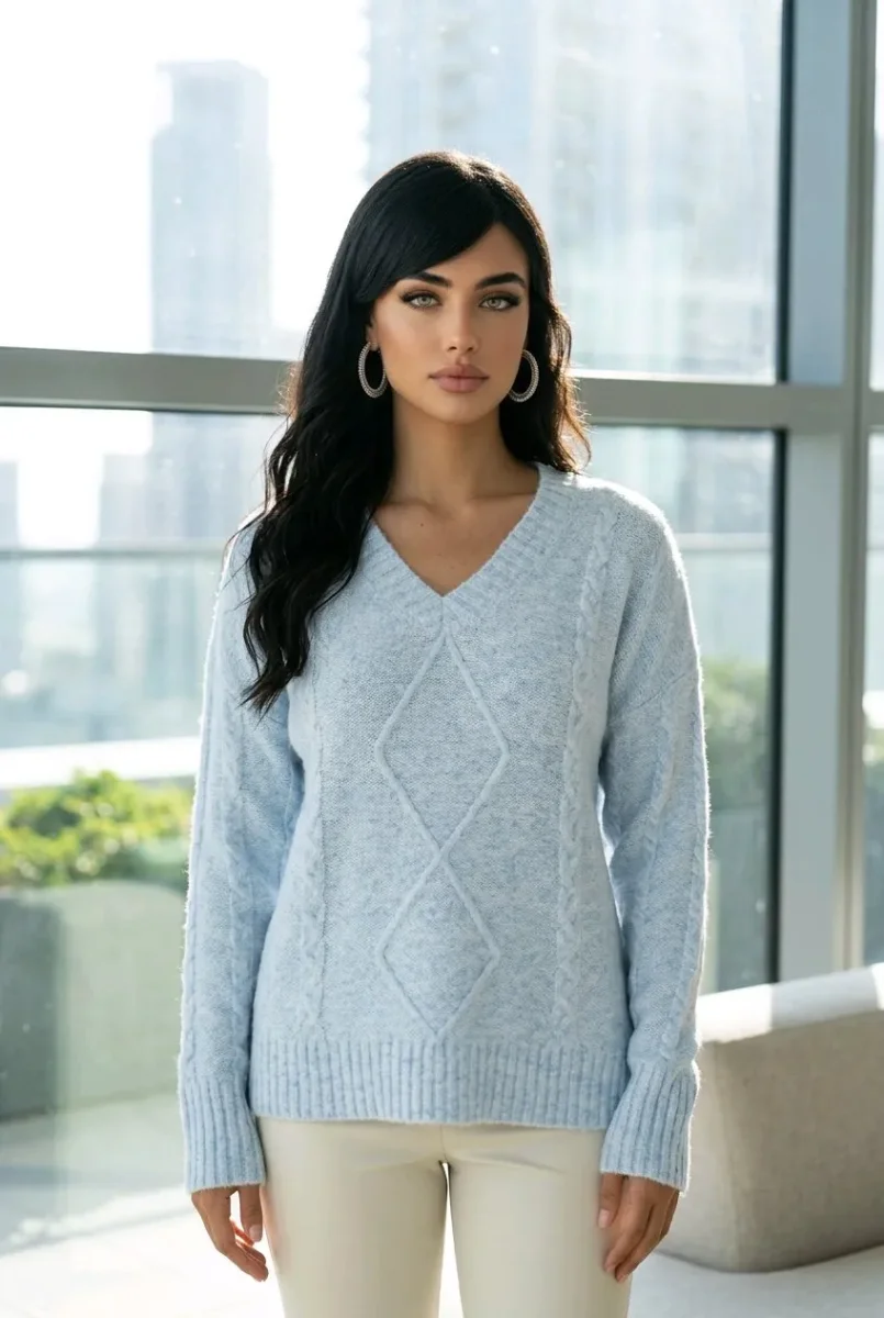 Jersey tricot cuello en “v” - Imagen 5