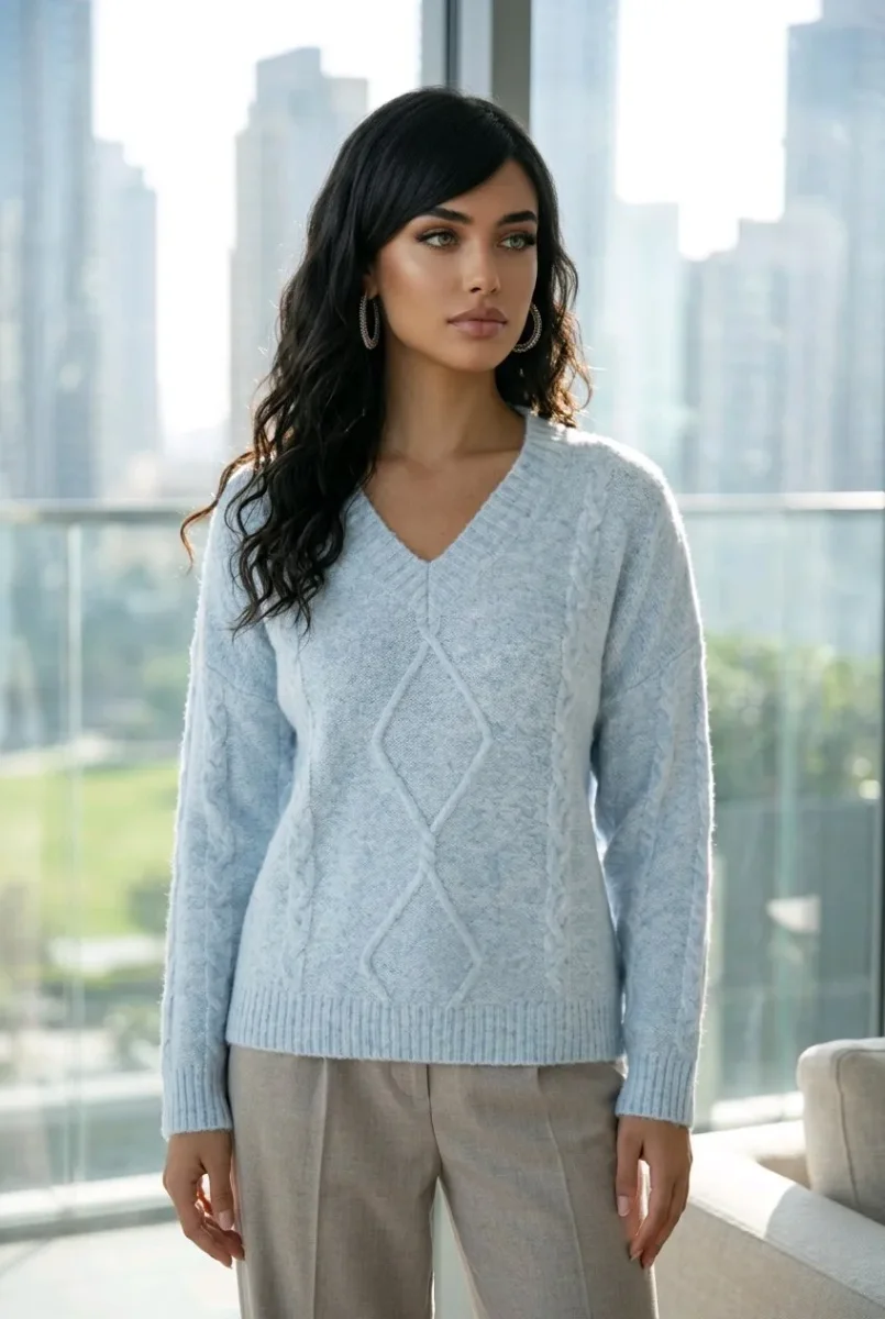 Jersey tricot cuello en “v” - Imagen 6