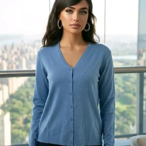 Chaqueta de punto con botones con cuello en v