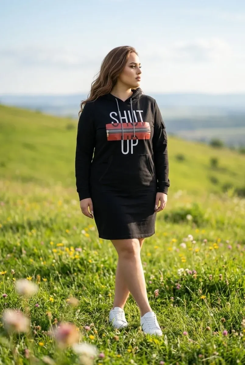 Vestido sudadera con original diseño escrito “Shut Up” - Imagen 5