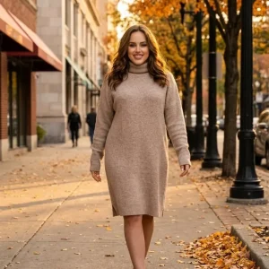 Vestido de punto con cuello alto
