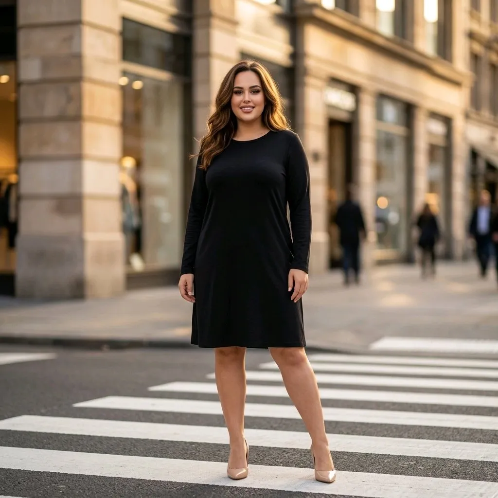 Vestido de punto suave, de manga larga y de diseño evasé - Imagen 3