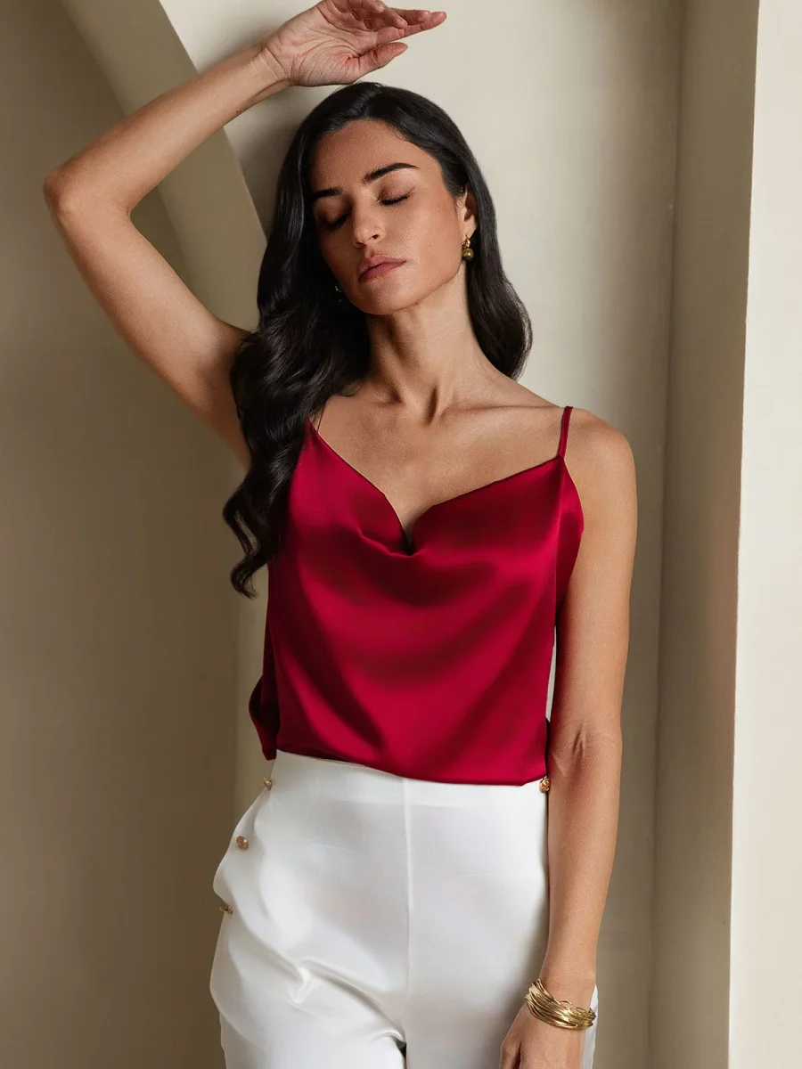 19Momme Seda Tirantes Finos Escote Holgado Camisole Top - Imagen 8