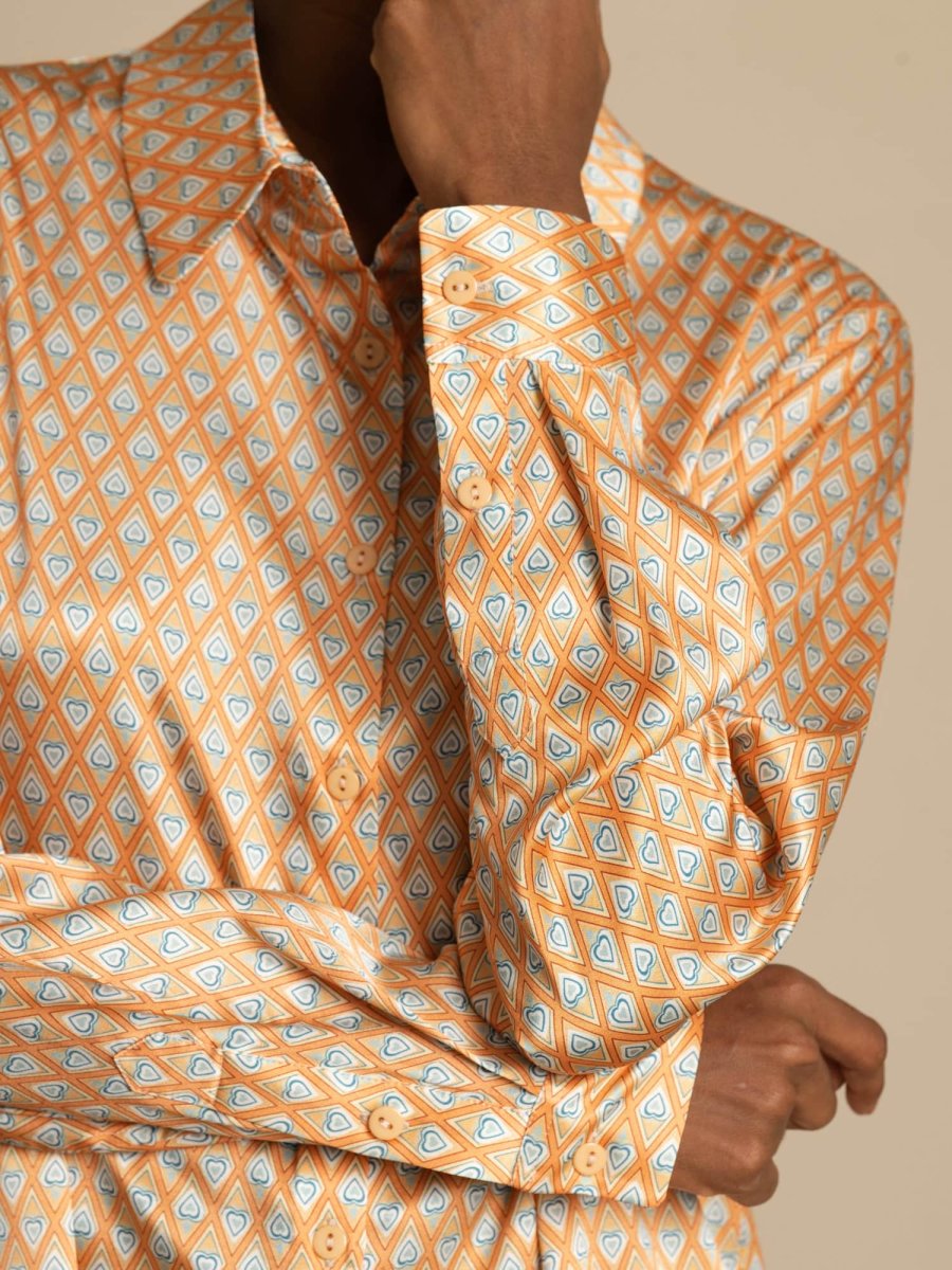 Camisa De Seda 19Momme Con Estampado Geométrico Manga Larga Y Cuello Solapa Para Mujer - Imagen 5