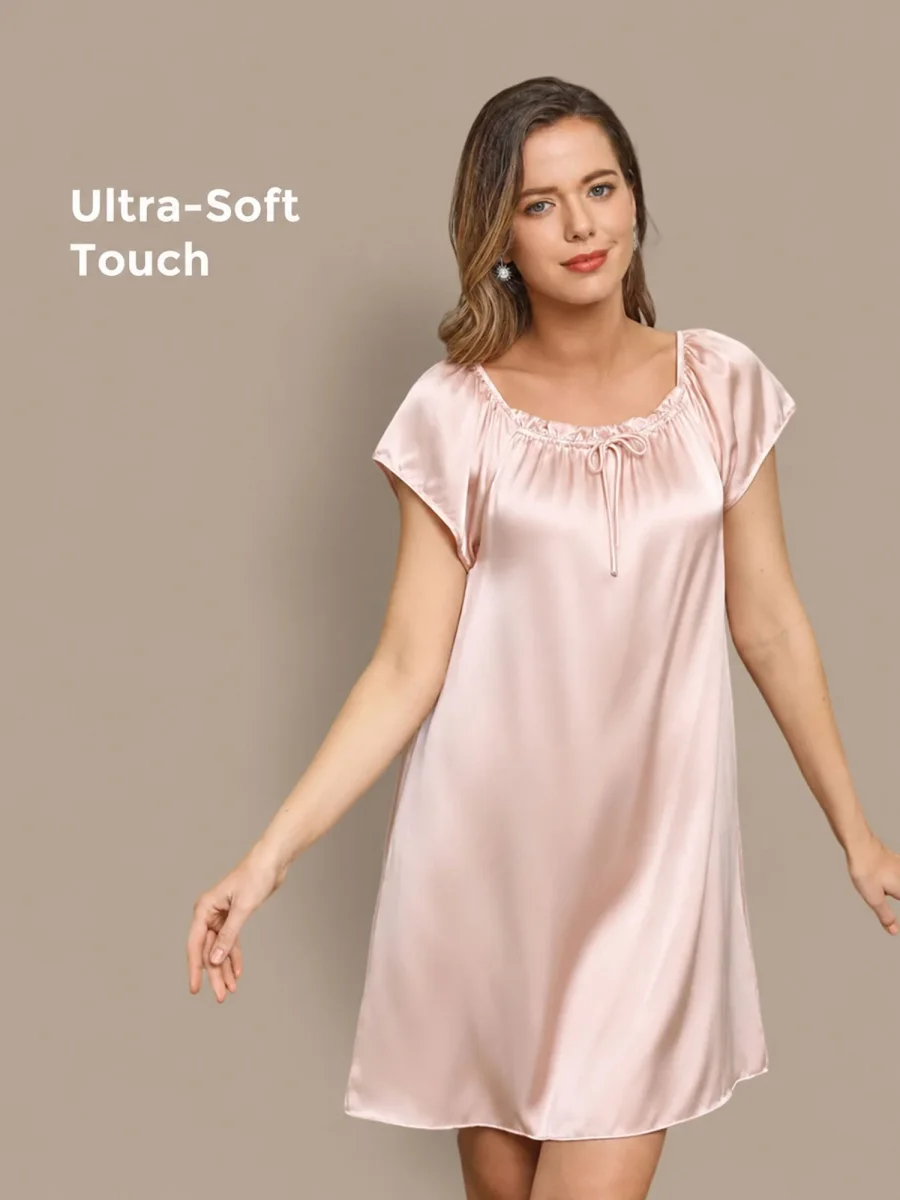 Pura Seda Manga Corta Lindo Camisón - Imagen 2