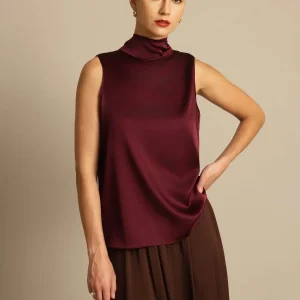 19Momme Seda Lazo Cuello Blusas