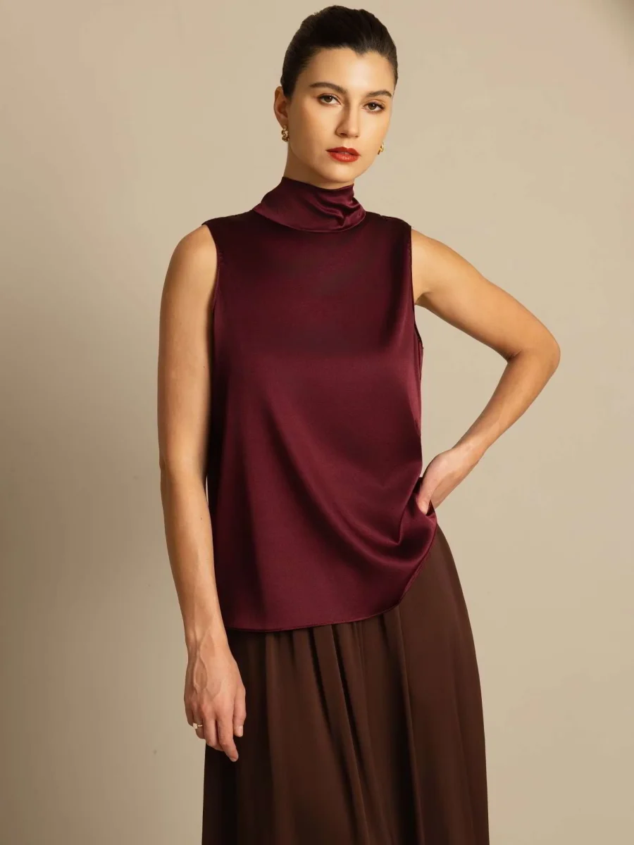 19Momme Seda Lazo Cuello Blusas - Imagen 2