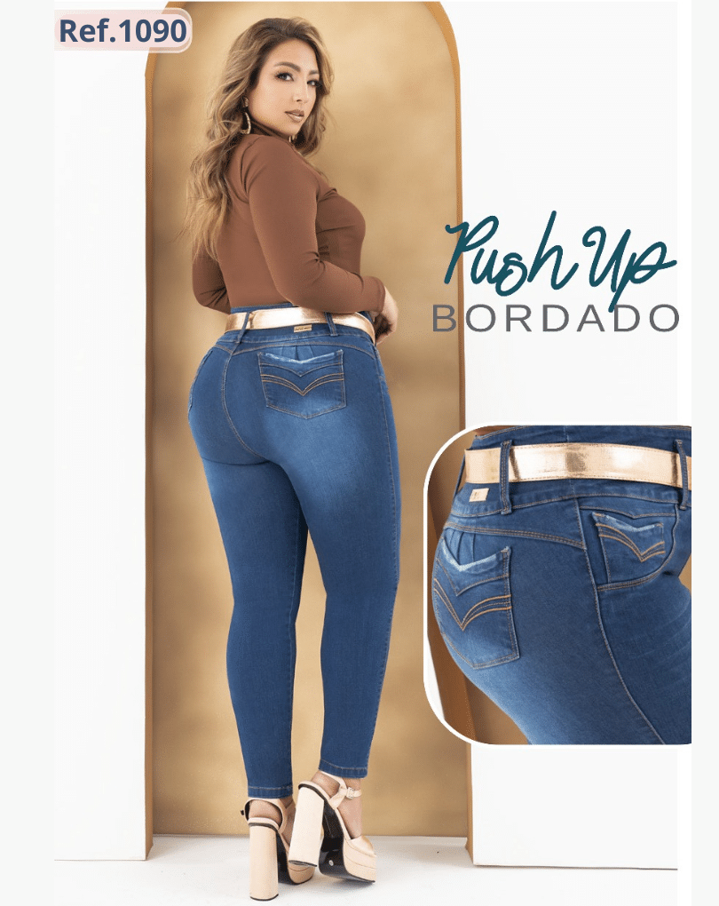 Pantalón Colombiano Levantacola Plus Size con Control de Abdomen y bolsillos 1090 - Imagen 3