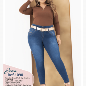 Pantalón Colombiano Levantacola Plus Size con Control de Abdomen y bolsillos 1090