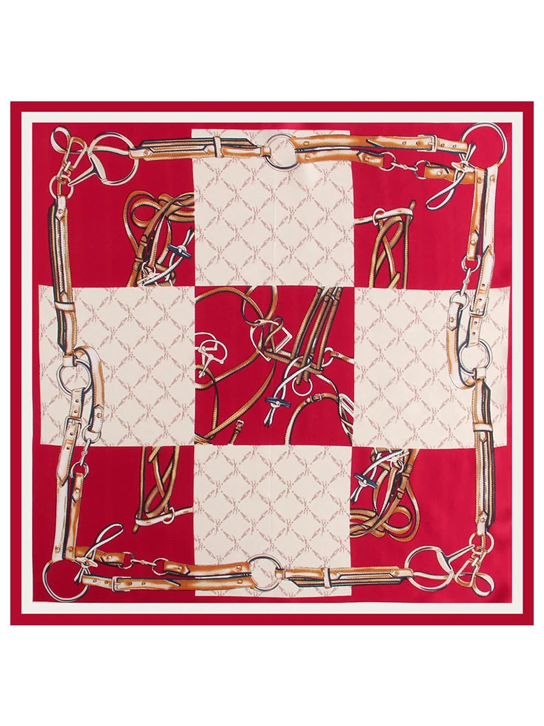 Pañuelo Cuadrado de Diseñador Estampado de 100% Seda de Mora 53x53cm/21 - Imagen 3