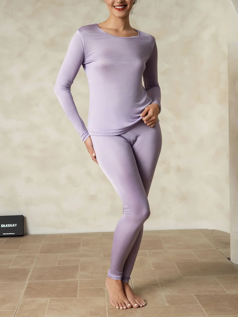 Ropa Interior De Mujer De Manga Larga De Jersey De Seda - Imagen 9