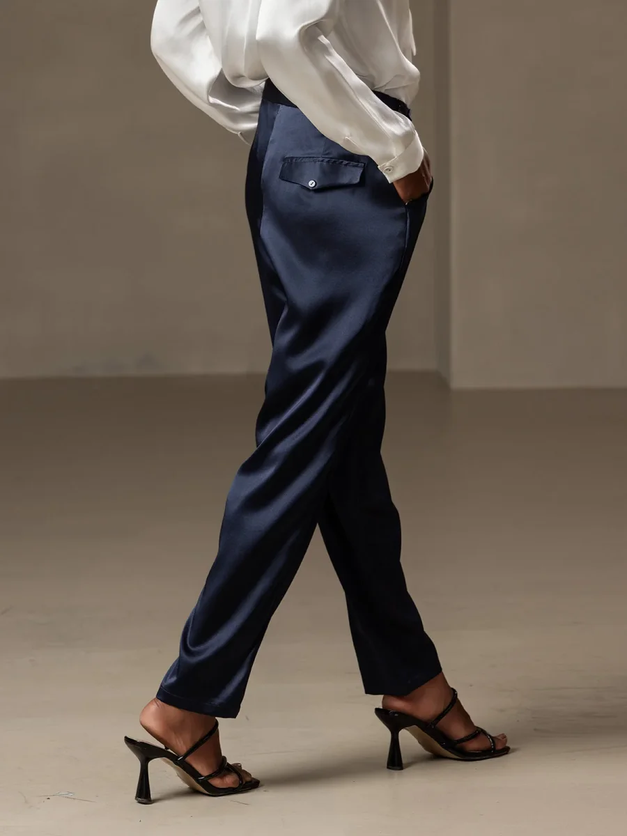 19Momme Pantalones de seda a la moda estilo carrot - Imagen 3