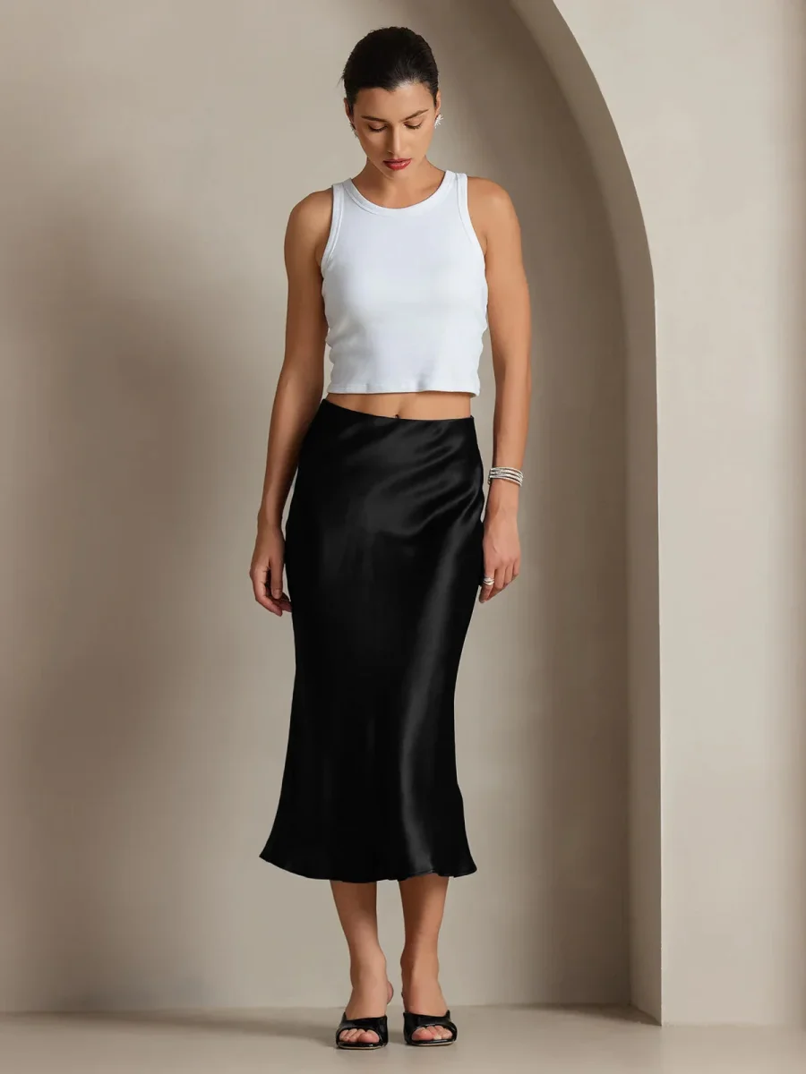 Falda Elegante Básica de Seda Pura - Imagen 9