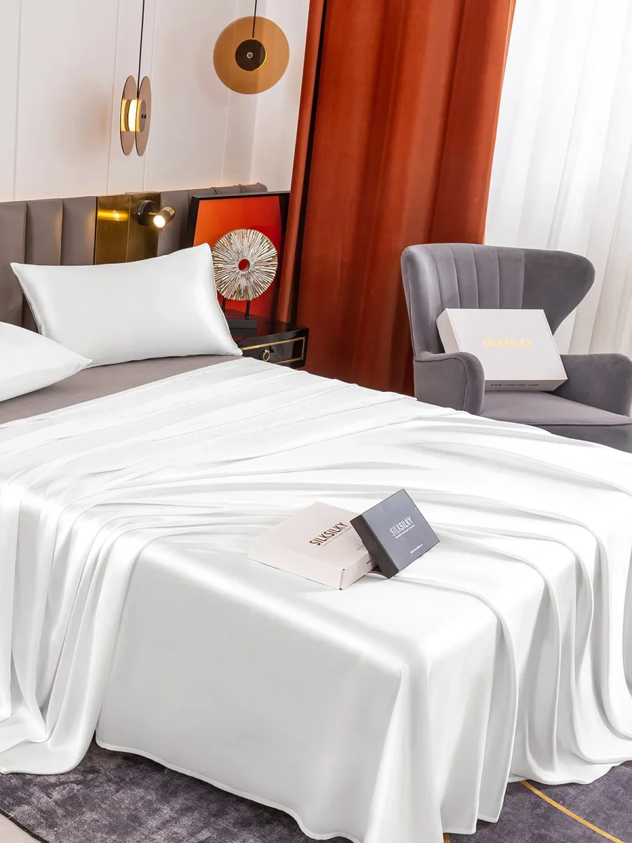 19Momme Juego de 3 piezas de seda: sábana encimera + 2 fundas de almohada - Imagen 5