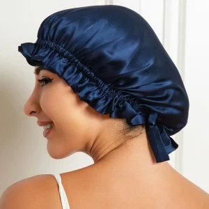 Gorro de doble capa de seda pura con cinta