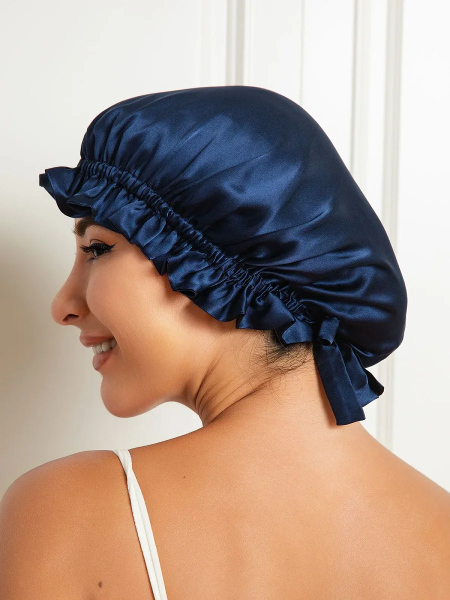 Gorro de doble capa de seda pura con cinta - Imagen 2